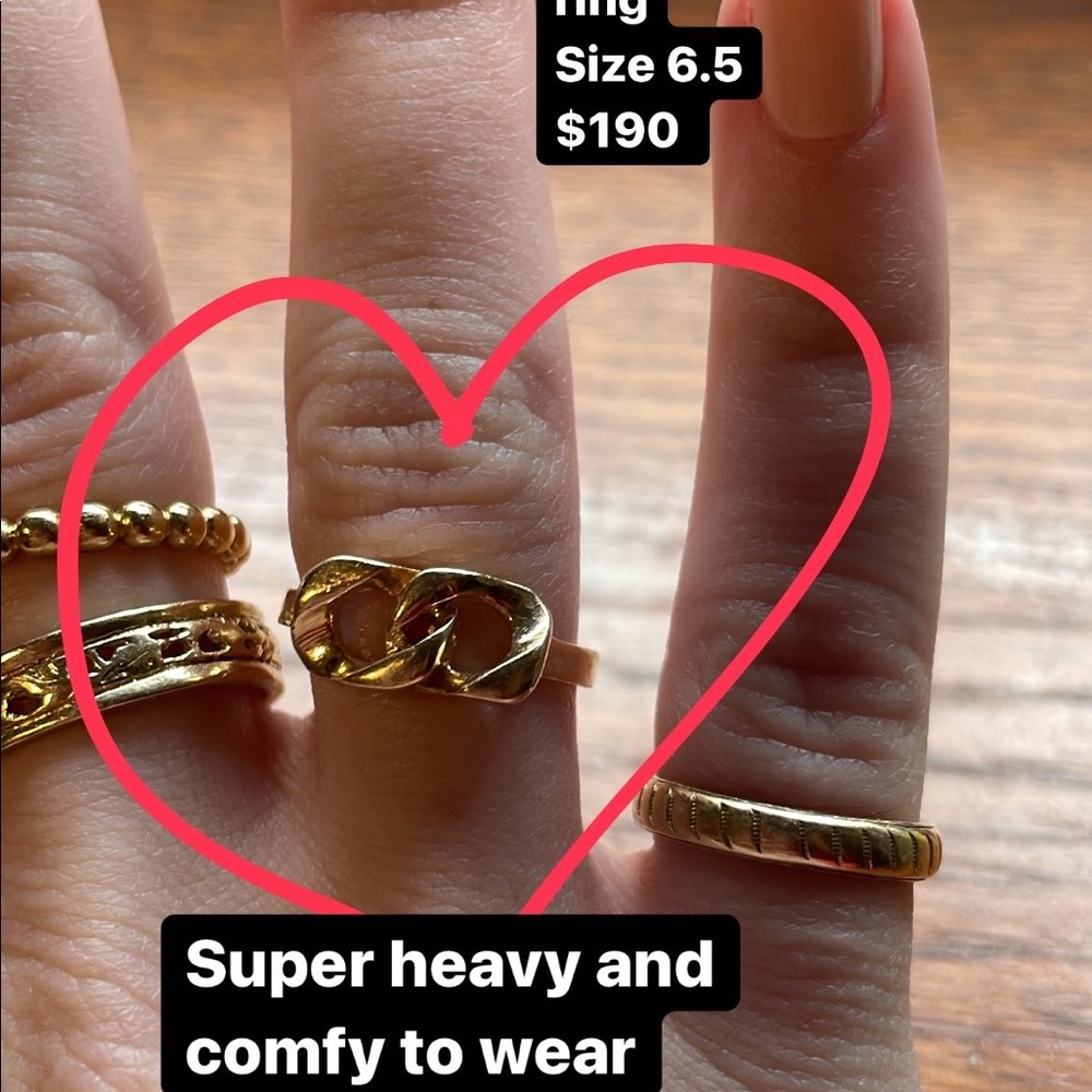 14k Yellow Gold Vintage Curb Chain Illusion Ring Size 6.5